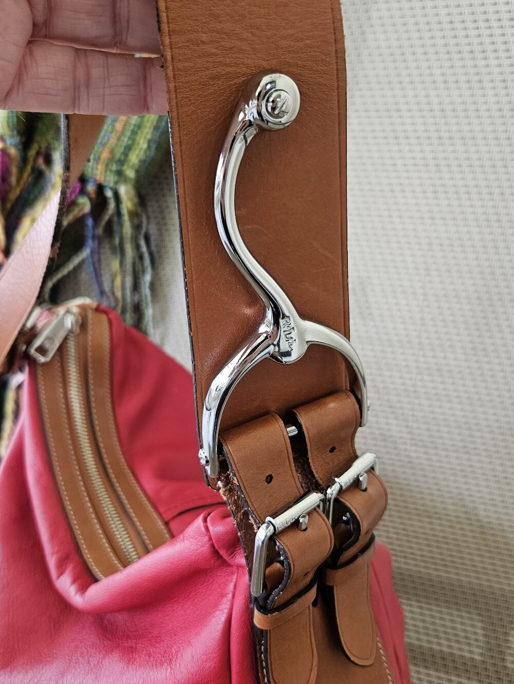 Ralph Lauren Equesterian Red Leather Handbag, Read Description